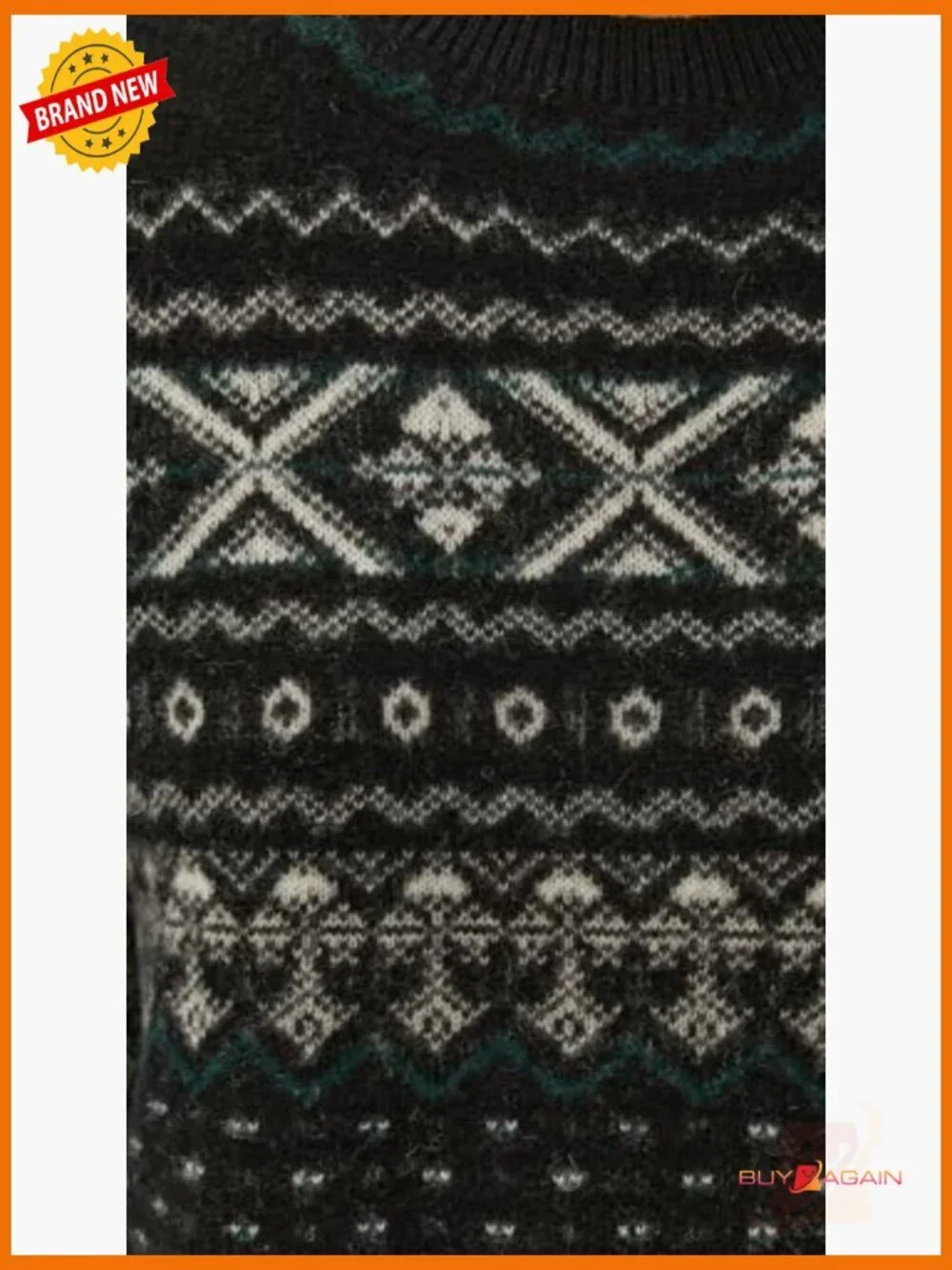 Cashmere Mock Neck Pullover Sweater, Fair Isle Pattern, Classic Fit